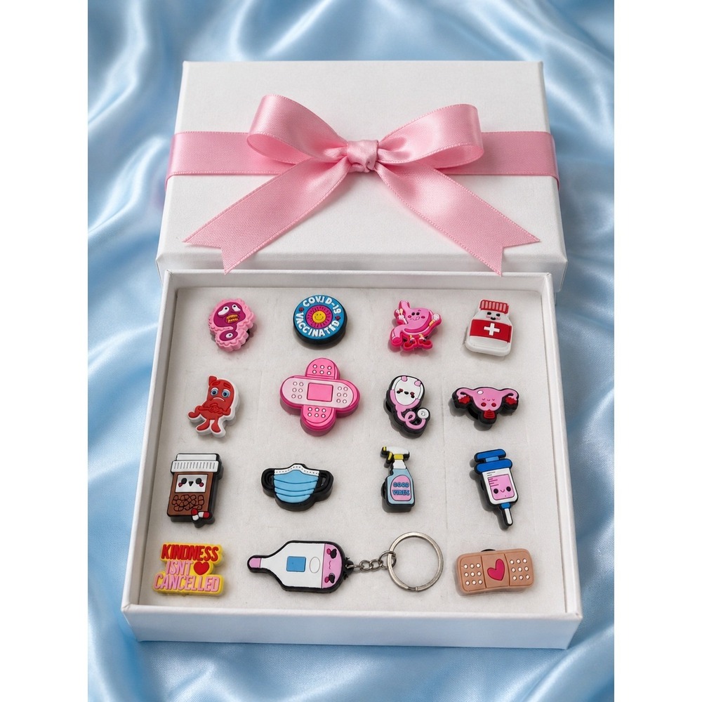 Medical Shoe Charms 12 Count Nurse‎ Doctor Healthcare Clog Pins with Keychain